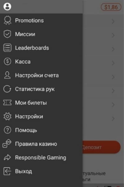 Настройки PartyPoker Mobile